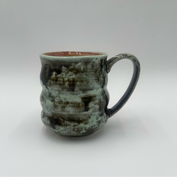 Stoneware Coffee Mug Large Size Hand Painted Unique Earthy - Picture 3 of 10